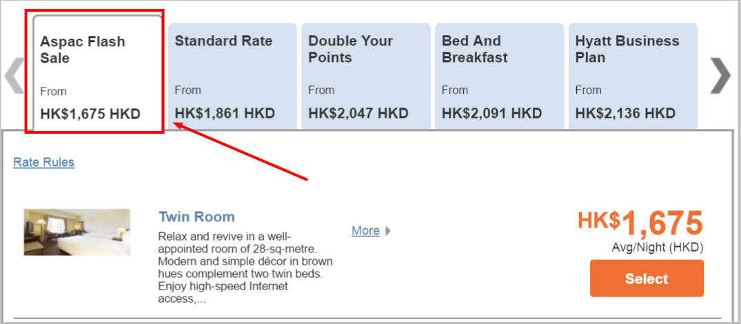 Hyatt Select Rooms Rate