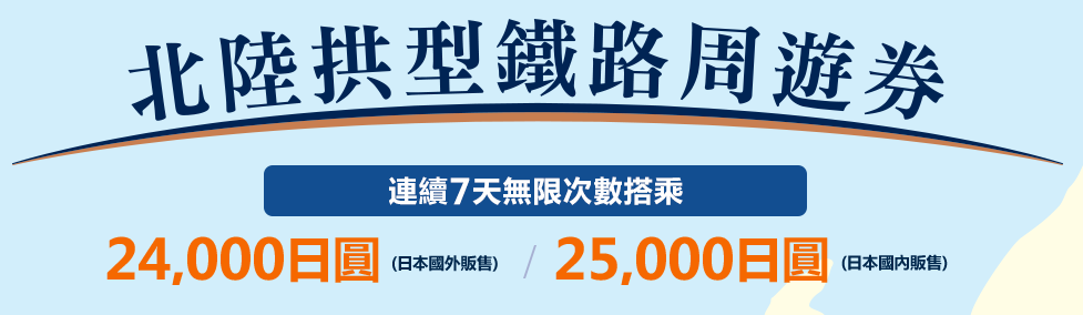 北陸拱形鐵路周遊券價錢
