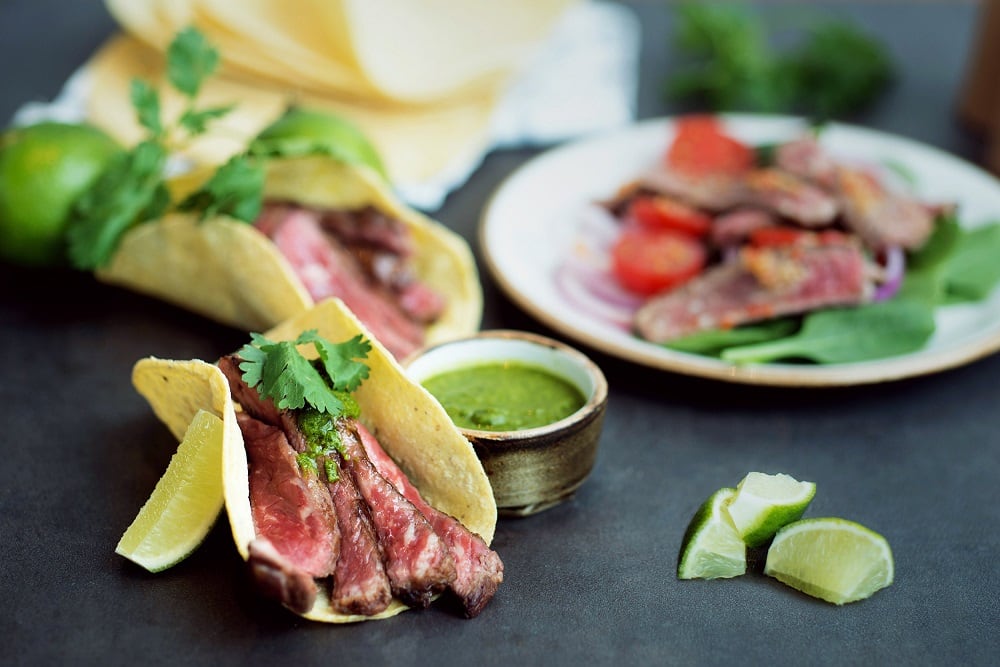 USDA Skirt Steak Tacos and USDA Rare Beef Salad